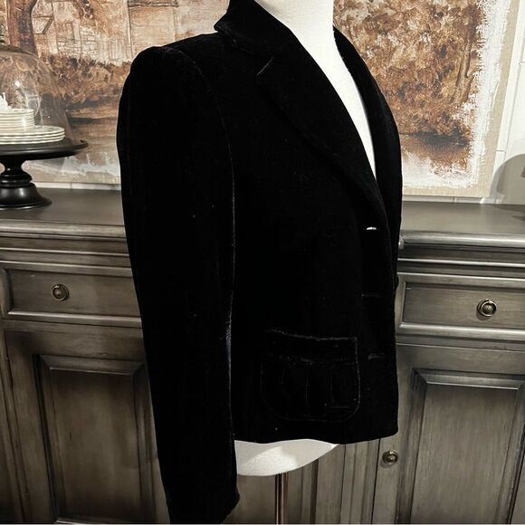 Spencer Jeremy Cropped Black Blazer Velvet PS - Picture 4 of 11